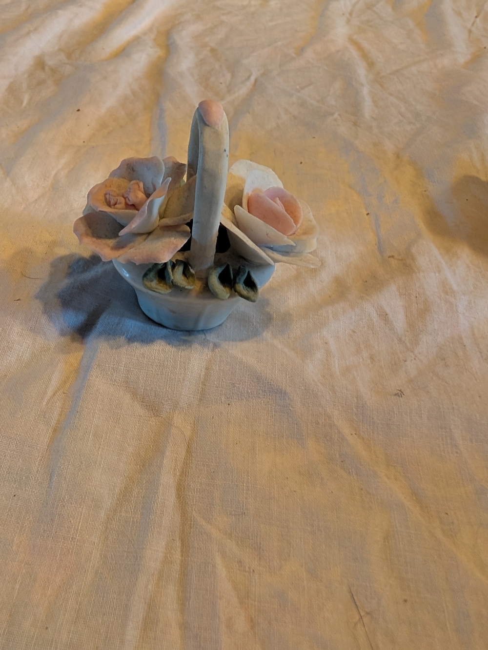 2/30$ Vintage White and Pink Porcelain Flower Basket
